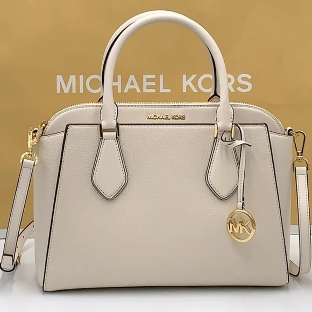 MICHAEL KORS DARIA LARGE SATCHEL LIGHT CREAM COLOR